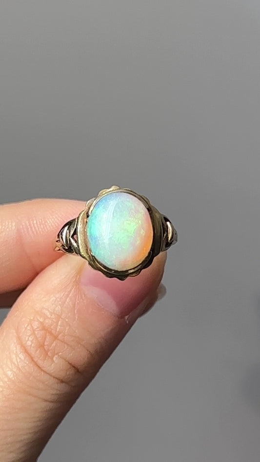 Art Nouveau 10K Gold Opal Ring SZ 6