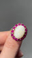 vintage 14K Gold Opal et Synthétique Ruby Halo Ring Taille 6.5