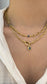 18K Gold Natural Sapphire Station Chain Necklace 33.5 inch