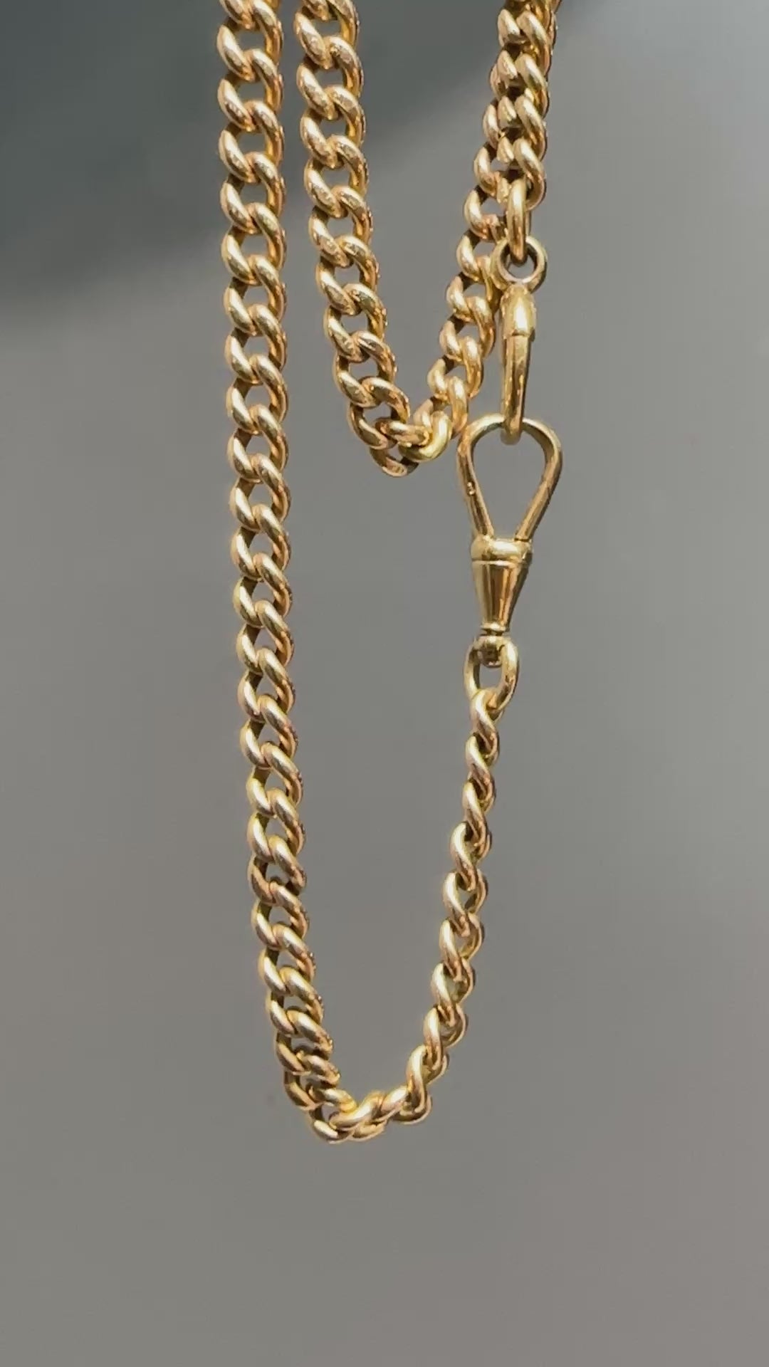 Antique 15K Gold Solid Curb Link Watch Chain Necklace 17.5 inch