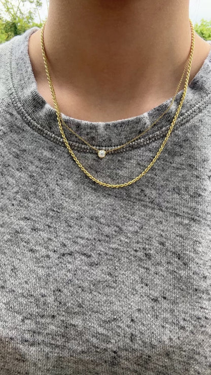 14K 金刻面扭纹链项链 18.0 英寸