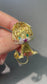 Vintage 18K Or Grande Émeraude Diamant Rubis Lion Broche