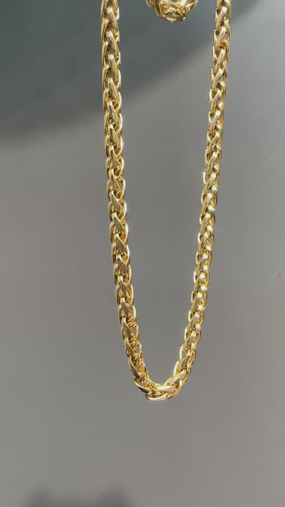 复古 14K 金编织链式表链项链 19.0 英寸