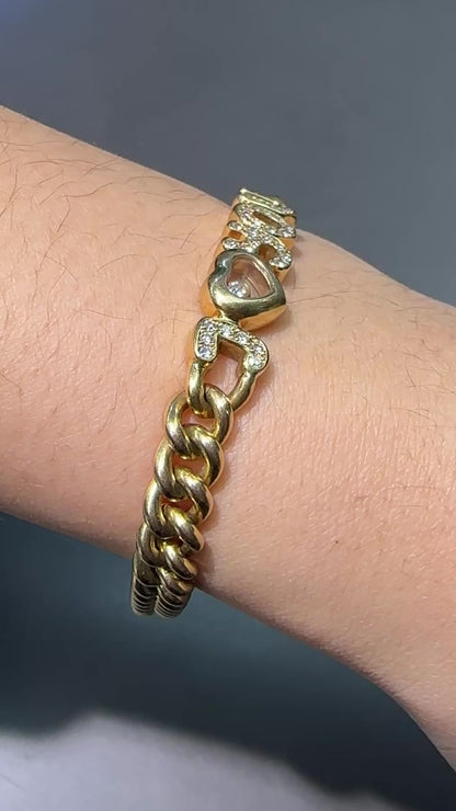 Chopard 18K 黄金 0.39 CTW Happy Diamonds 我爱你 链式手链
