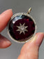 Antique 14K Yellow Gold Diamond Garnet Starburst Pendant Brooch