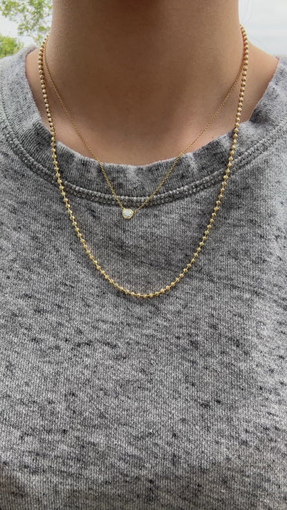 14K 金刻面平珠链项链 20.0 英寸