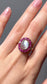 Victorian 10K Gold Moonstone Ruby Halo Ring