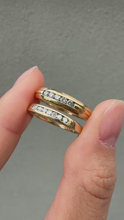 14K 金 0.12 CTW 八石钻石戒指