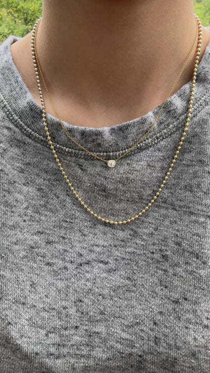 14K 金平珠链项链 20.0 英寸