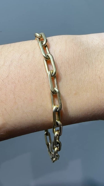 复古 14K 黄金纯色机车链手链