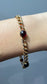 Vintage 18K Gold Garnet Cabochon Curblink Bracelet