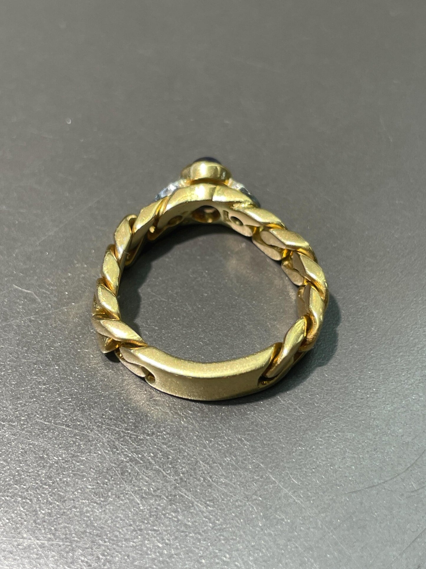 Vintage 18K Gold Ruby Curb Link Ring