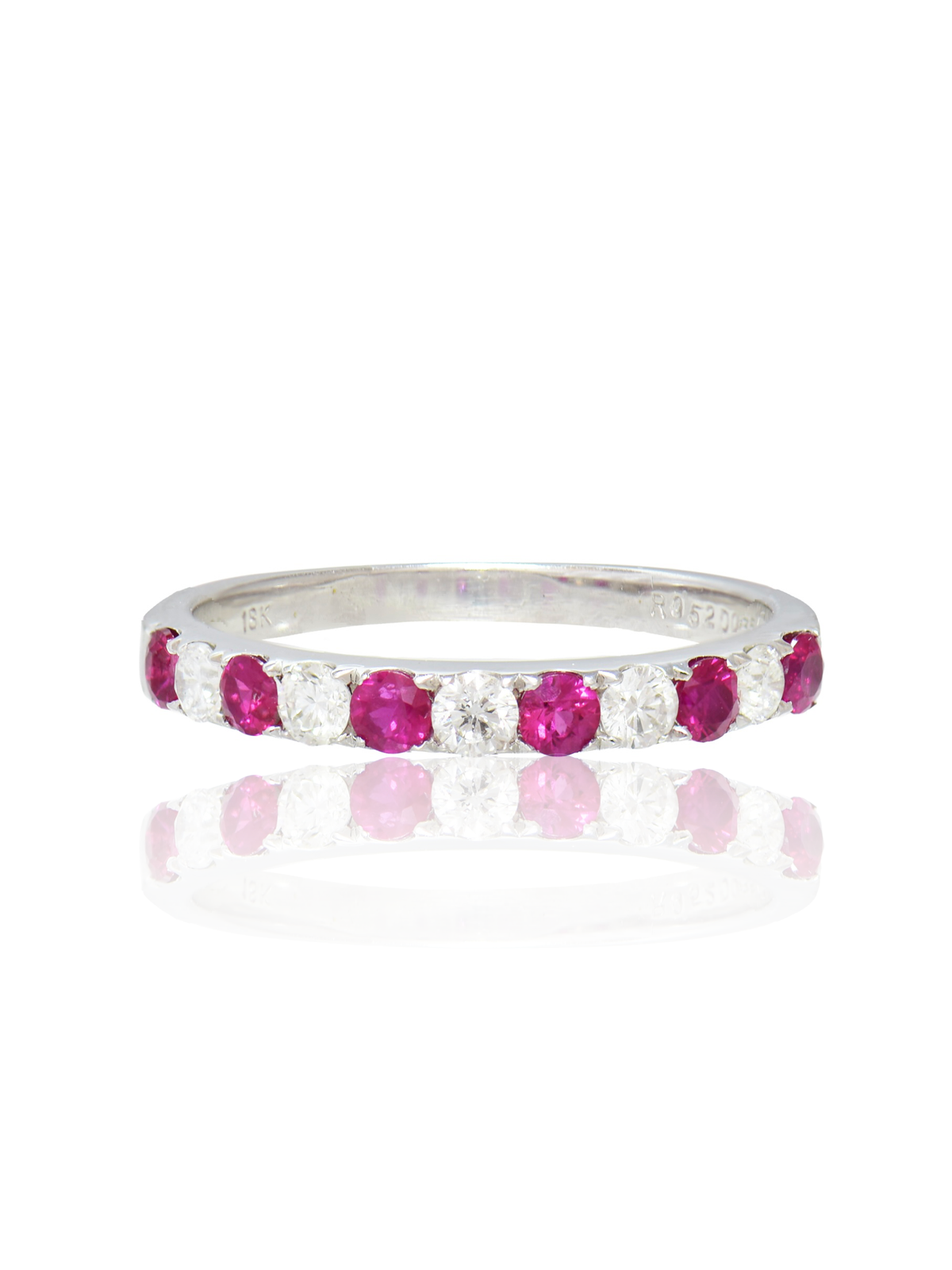 18K Gold Ruby Diamond Half Eternity Band