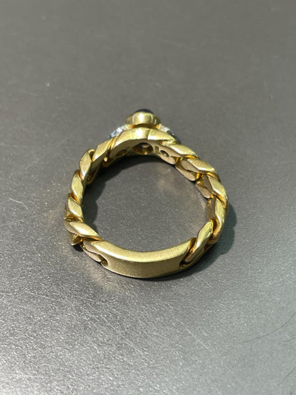 Vintage 18K Gold Sapphire Curb Link Ring