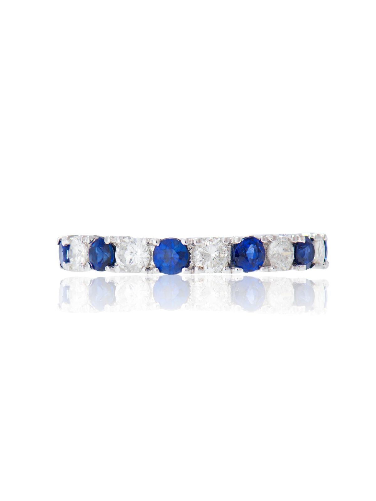 14K Gold Sapphire Diamond Hald Eternity Band