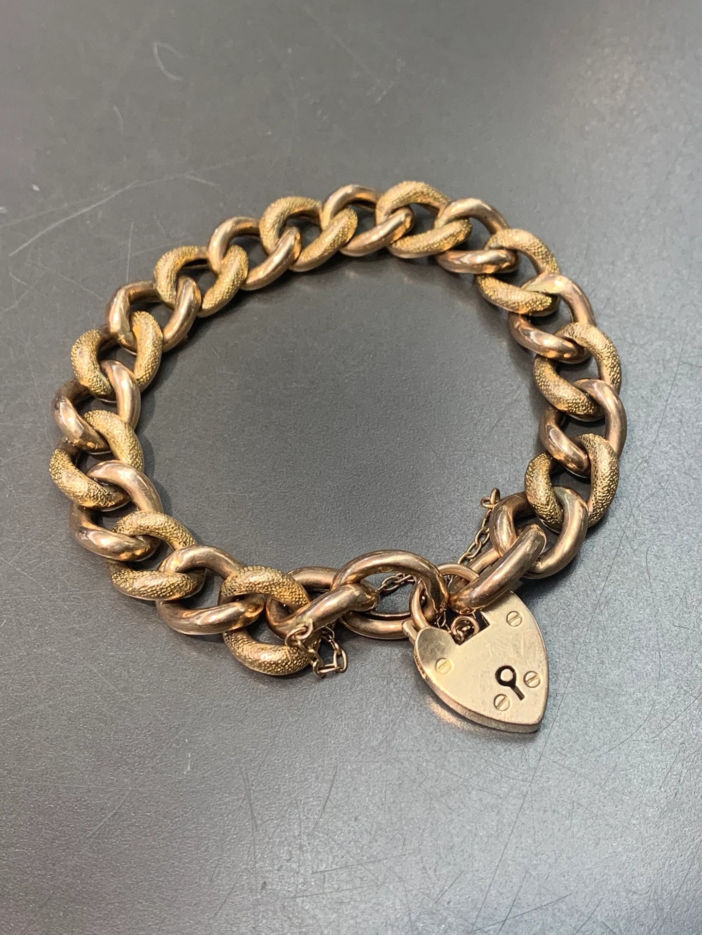 Victorian English 9CT Link Padlock Bracelet