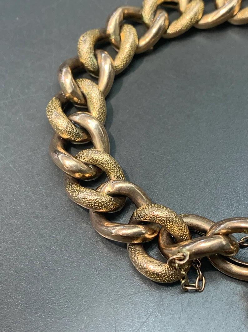 Victorian English 9CT Link Padlock Bracelet