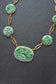 Art Deco 14K Gold Hand Carved Five Natural Jade Link Necklace