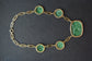 Collier à maillons en jade naturel sculpté à la main en or 14 carats Art déco