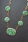 Art Deco 14K Gold Hand Carved Five Natural Jade Link Necklace