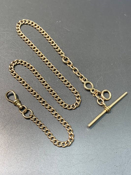 Vintage 14K Gold Albert Curb Link Chain