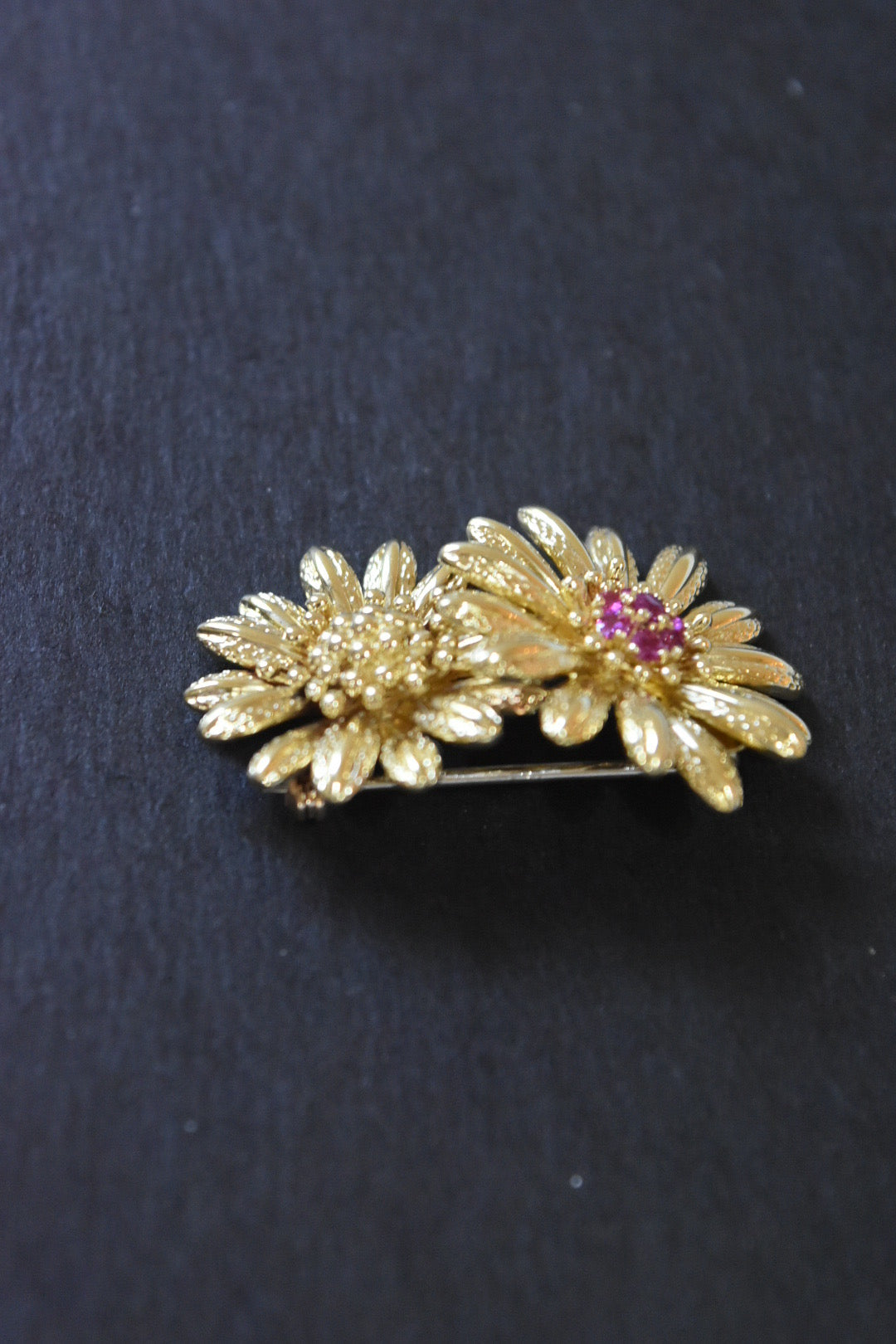 Vintage 18K Or Tiffany &amp; Co Ruby Cluster Deux Bouquet De Fleurs Broche