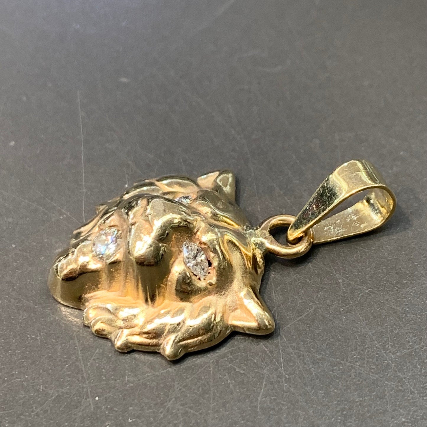 Vintage 14K Gold Diamond Lion Pendant