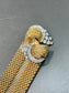 Vintage 14K Gold Mesh Woven Diamond Buckle Adjustable Bracelet