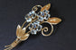 vintage 14K Or Aigue-marine Et Saphir Cluster Trois Bouquet De Fleurs Broche