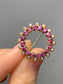 Victorian 14K Gold Open Circle Ruby and Pearl Brooch