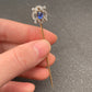 Art Deco Platinum Sapphire Diamond Square Stick Pin