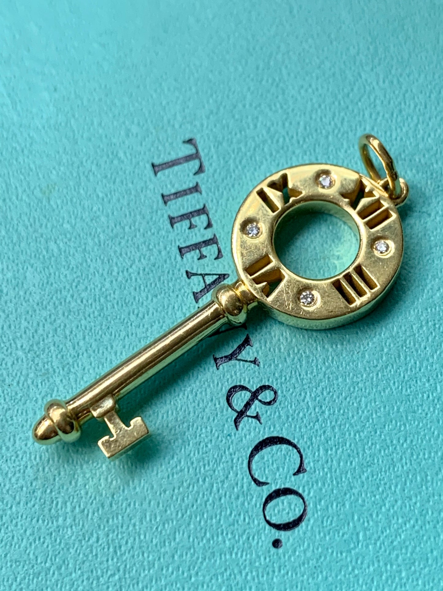 Tiffany & Co. 18K Yellow Gold Atlas Diamond Key Pendant