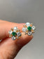 14K Gold Floral Emerald and Diamond Earring