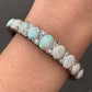 Antique Palladium White Gold Natural Opal Cabochon and Diamond Bracelet Bangle