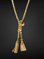 Retro 18K Gold Diamond Cut Popcorn Chain Tassel Necklace