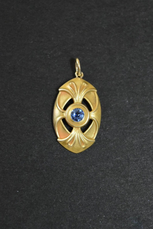 Charme saphir en or Art Nouveau 14 carats