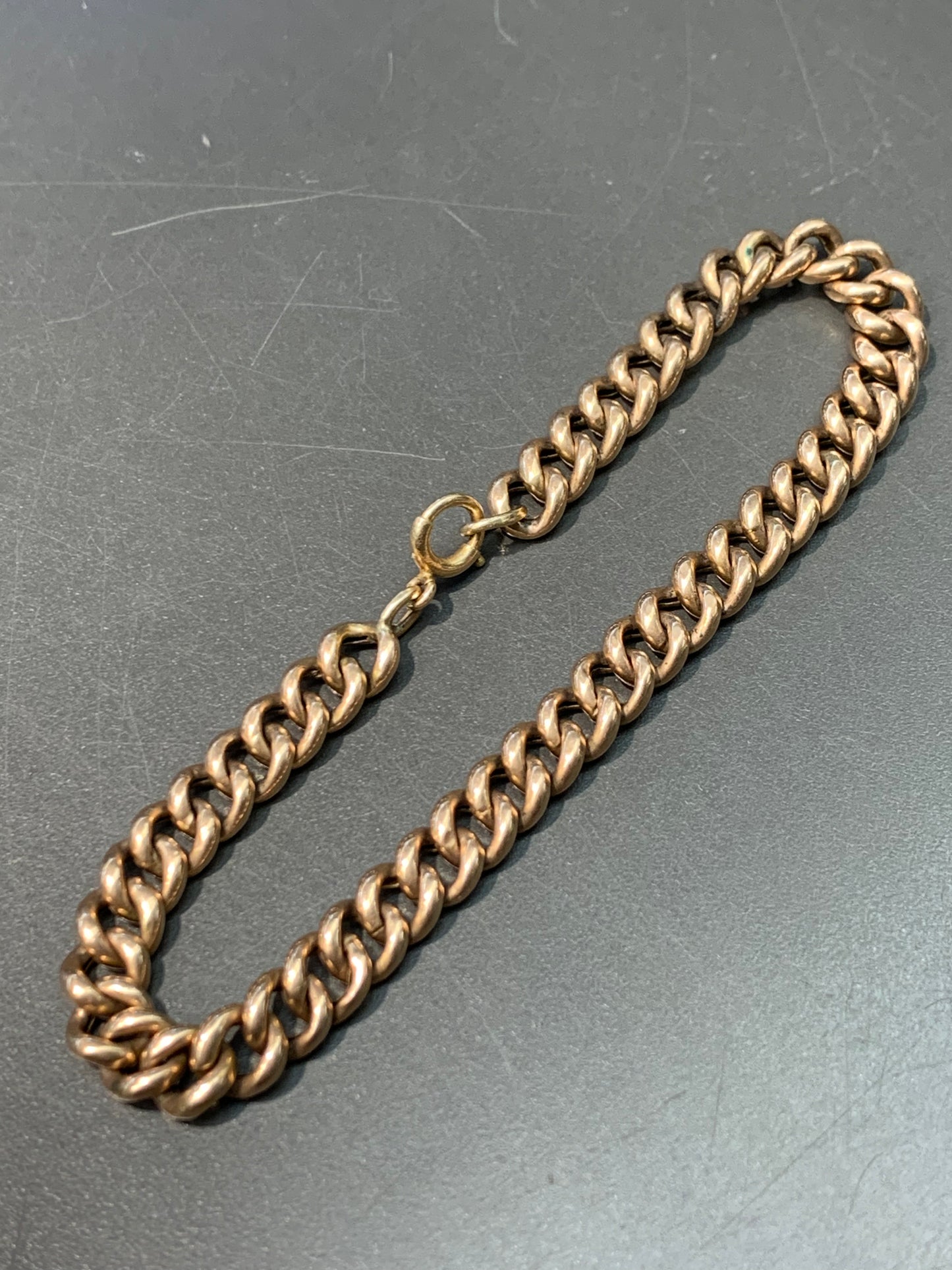 Vintage 14K Gold Curb Link Chain 7 Inch Bracelet