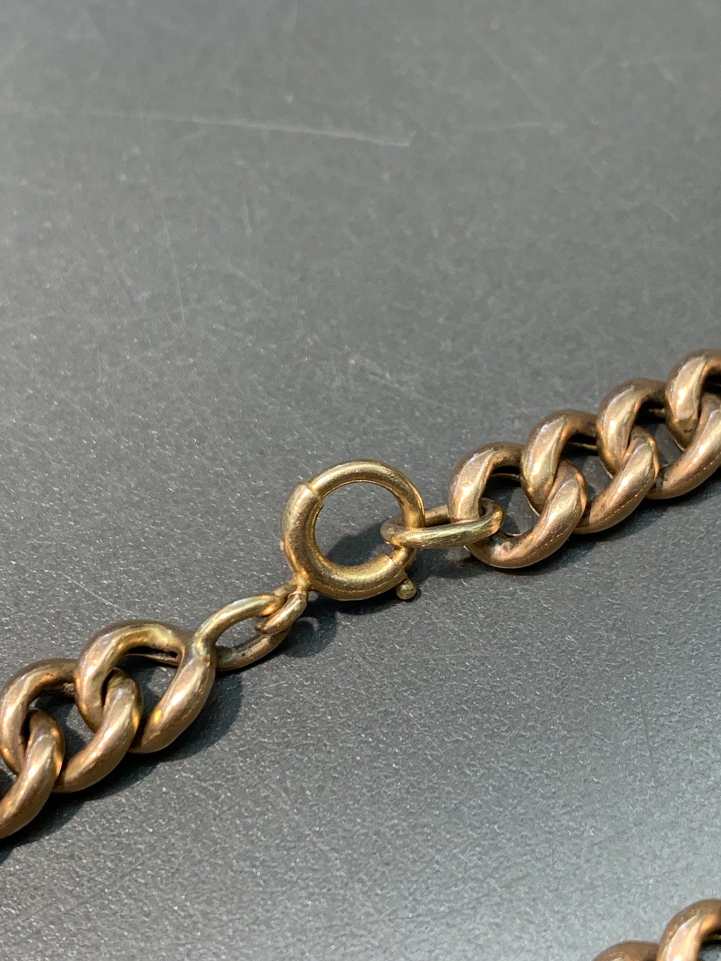 Vintage 14K Gold Curb Link Chain 7 Inch Bracelet