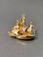 Vintage 14K Yellow Gold Enamel Ship Charm