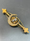 Victorian Etruscan 14K Gold Diamond and Seed Pearl Crescent Brooch/Hair Clip