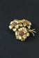 Vintage 18K Gold Tiffany & Co. Ruby Cluster Three Flower Bouquet Brooch