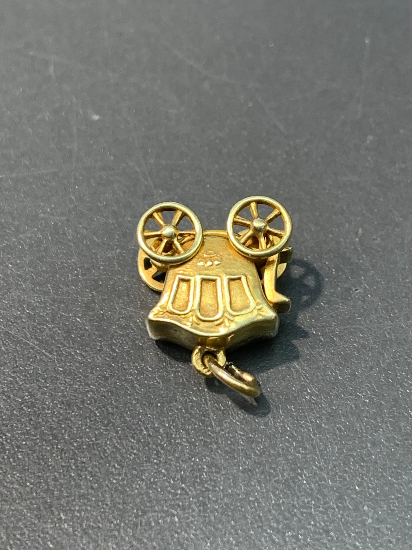 Vintage 14K Yellow Gold Articulated Carriage Charm