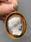 Victorian 14K Gold Cameo Mirrored Concave Brooch Pendant