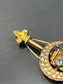 Victorian Etruscan 14K Gold Diamond and Seed Pearl Crescent Brooch/Hair Clip