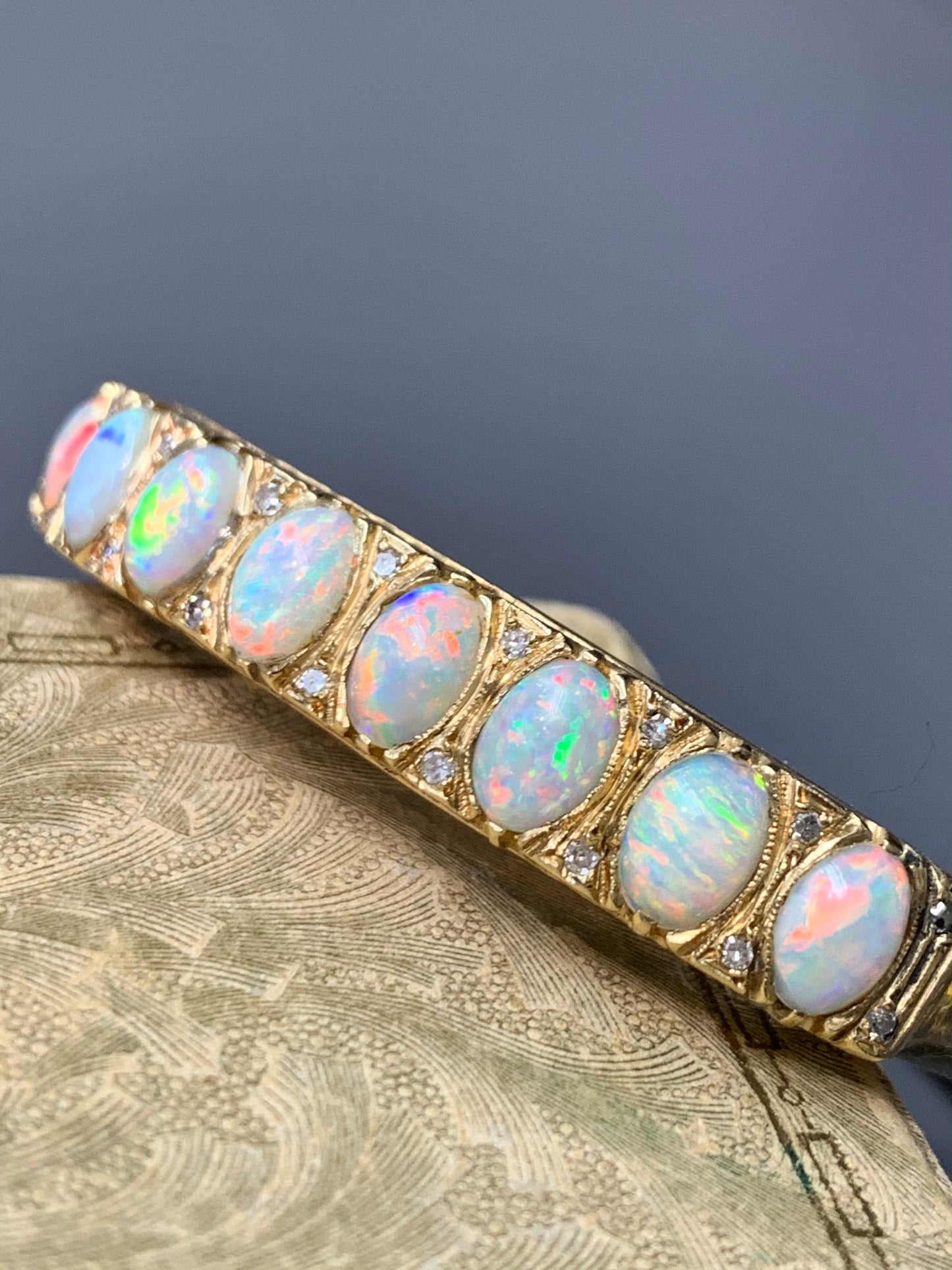 Victorian 14K Gold Opal and Diamond Bracelet