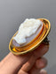 Victorian 14K Gold Cameo Mirrored Concave Brooch Pendant