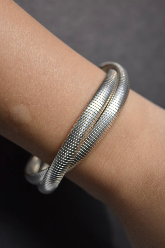 Vintage 999 Silver Double Wrap Snake Chain Bracelet