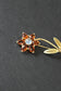 broche vintage en or 14 carats citrine et pierre de lune marguerite