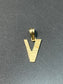 14K Gold “V” Initial Charm Pendant