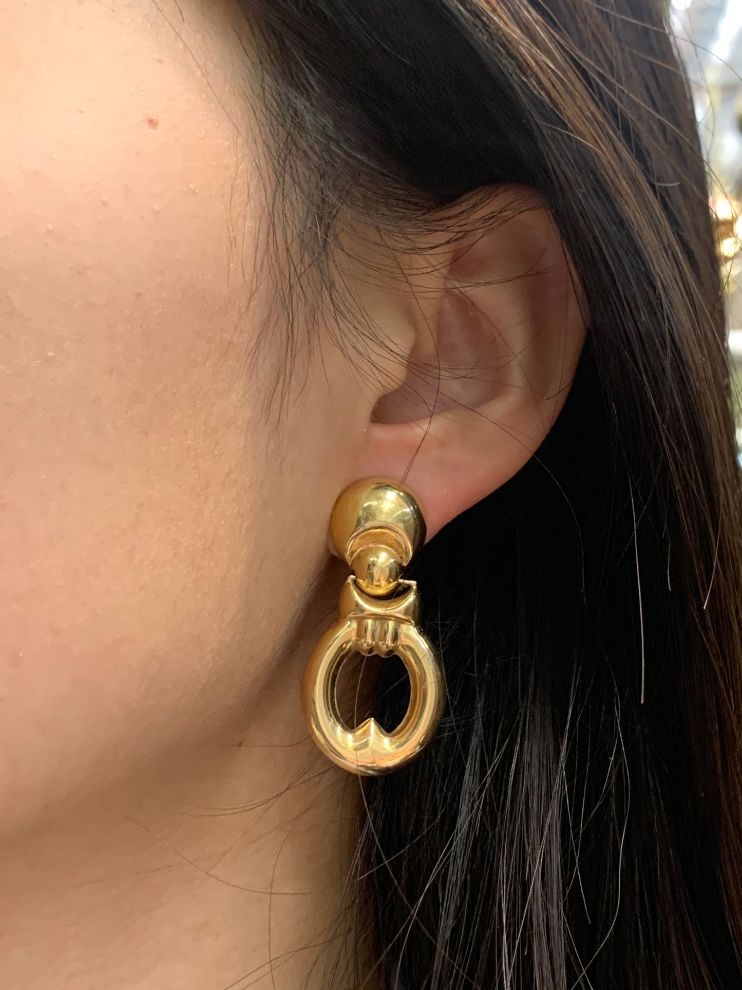 Retro 14K Gold Hollow Drop Earring